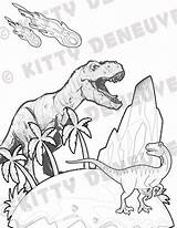 Dinosaur Coloring Pages Fireball Tyrannosaurus Rex Paleontology  sketch template