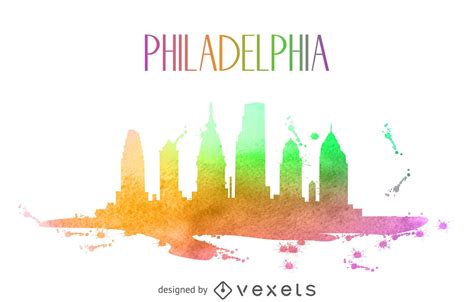 Philadelphia Watercolor Skyline Silhouette Vector Download