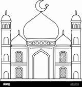 Page De Coloriage Isolée La Mosquée Du Ramadan Pour Les Enfants  sketch template
