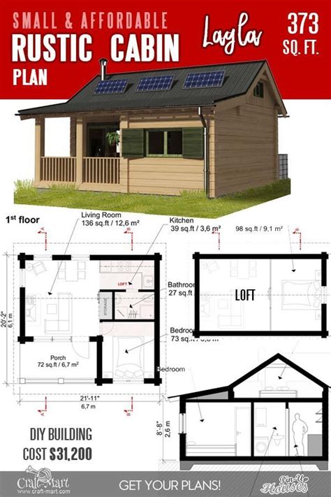 13 Best Small Cabin Plans with Cost to Build | Tiny cabin plans, Rustic cabin plans, Cabin floor ...