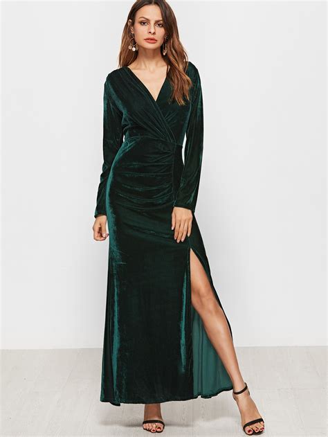 Green Velvet Maxi Dress