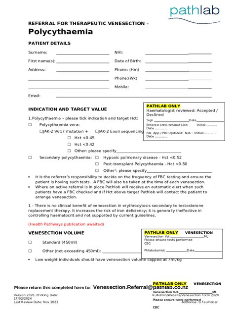 Prescription for Therapeutic Phlebotomy Doc Template | pdfFiller