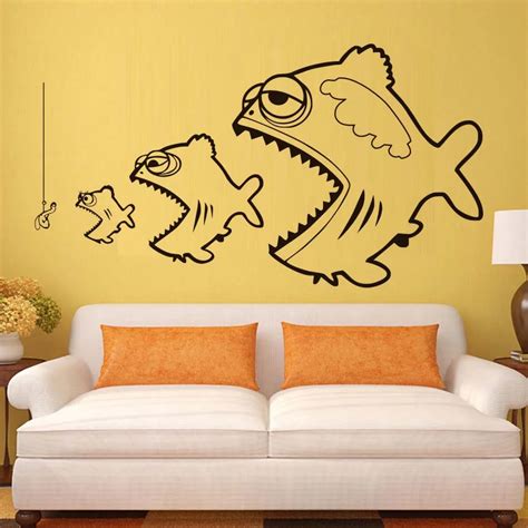 Fishing Wall Stickers For Kids Room Bedroom Wall Decor Fish Survival Art Vinyl Wall Decals ...