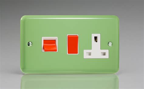 Varilight Lily Range Beryl Green 45A Cooker Panel with 13A Double Pole Switched Socket Outlet ...