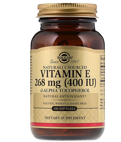 Solgar Vitamin E Pure D-Alpha Tocopherol -- 268 mg (400 IU) - 100 ...