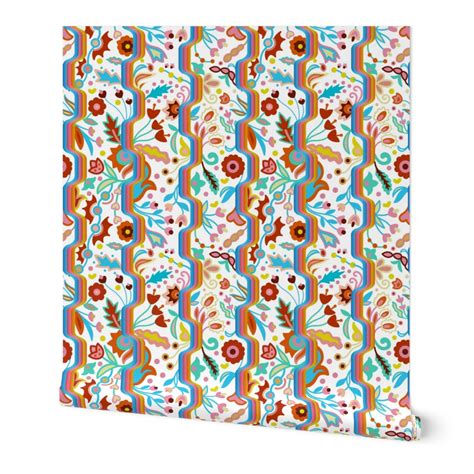 Mid-century Modern Cute Floral - bright Wallpaper | Spoonflower