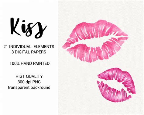 Watercolor Kiss Lips Clipart Valentine's Day Clipart | Etsy