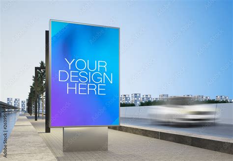 Vertical Billboard Mockup on a City Freeway Background Stock テンプレート | Adobe Stock