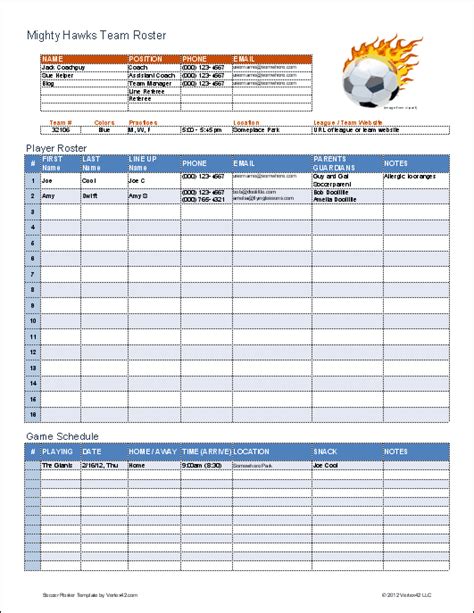 Soccer Roster Template for Excel | Soccer team mom, Team mom baseball, Youth football