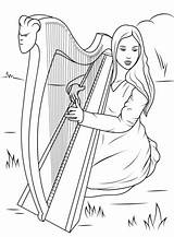 Girl Playing Celtic Harp coloring page  Free Printable Coloring Pages sketch template