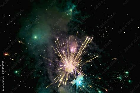 colorful fireworks in the night sky Stock Photo | Adobe Stock