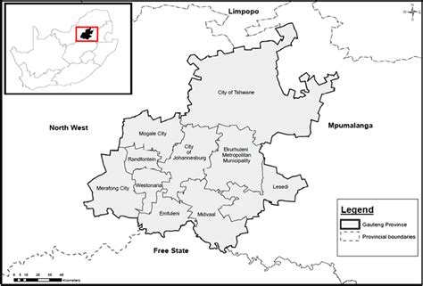 Gauteng province by district municipalities [30] | Download Scientific ...