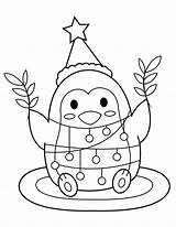 Christmas Penguin Coloring Pages Printable sketch template