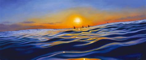 Sunset Surf | Sunset surf, Ocean waves art, Surf painting