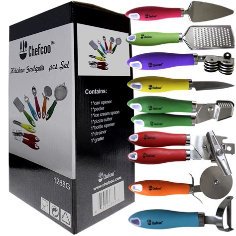 8 Pieces Kitchen Gadget Tools Set by Chefcoo™ – Stainless-Steel Utensils Chef Cooking Set ...