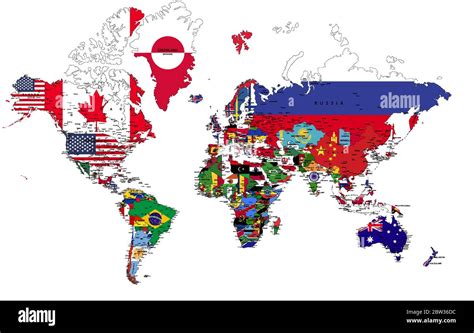 Political map of the world with country flags Stock Vector Image & Art - Alamy