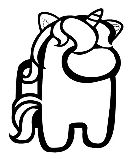 Cute Among Us Character As A Unicorn Coloring Page [Printable]