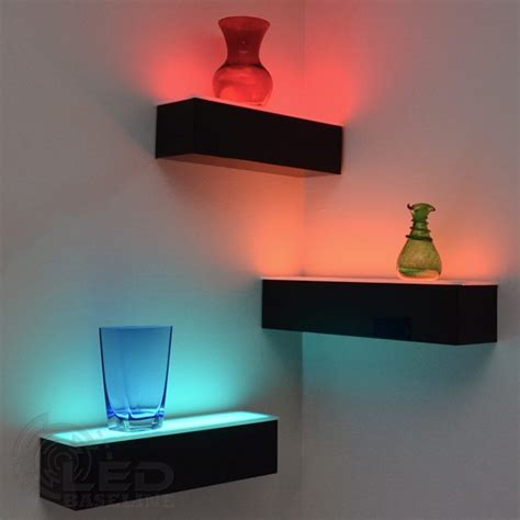 1 Tier LED Floating Shelf | LED Lighted Floating Bar Shelves | Wall Mount