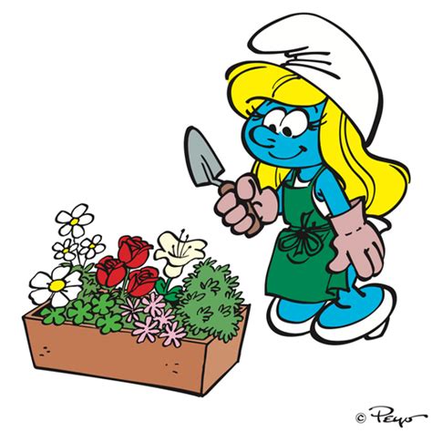 Smurfette has quite the green thumb! Smurs, May 2016 | Smurfette, Christmas cartoon characters ...