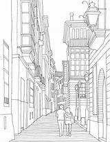 2 Point Perspective Grid Sketch Coloring Page sketch template