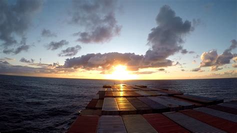 Sunset at sea from a Container Ship - YouTube