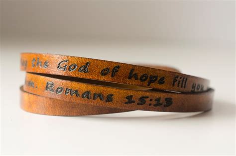 Scripture Bible Verse Leather Wrap Bracelet Romans 15:13May