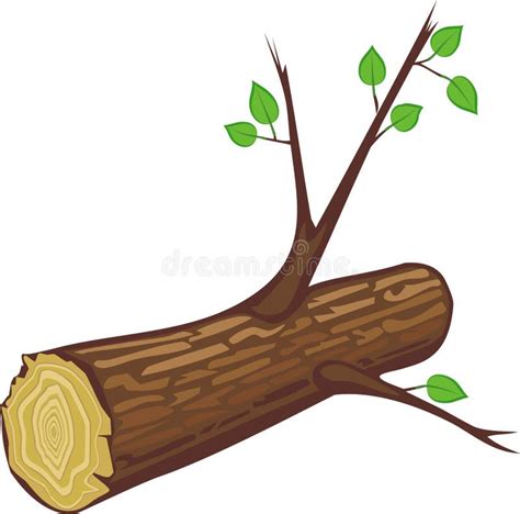 Log with twigs stock vector. Illustration of foliage - 25902124