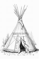 Premium Photo  Coloring Pencil Drawing Of An Indian tipi sketch template
