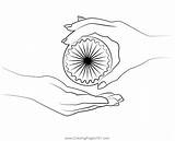 Hand In Ashok Chakr Coloring Page For Kids  Free Independence Day sketch template