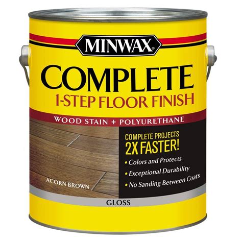 Minwax 1 gal. Complete 1-Step Floor Finish-Acorn Brown Gloss Interior Stain-672020000 - The Home ...