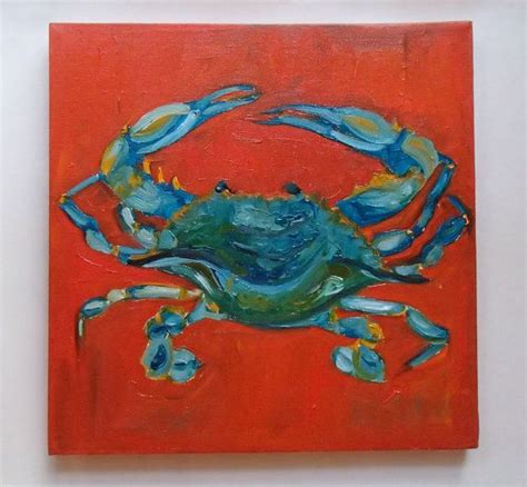 RESERVED for MKB Blue Crab Original ABSTRACT Oil on Canvas | Etsy ...