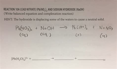 Lead Reaction With Water Equation