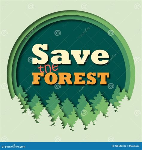 Save Forest Slogan on Green Background Stock Vector - Illustration of nature, minimal: 228643392