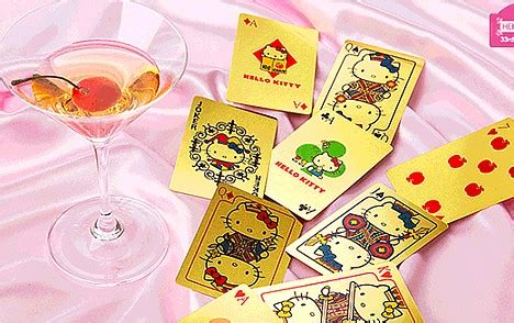 Solid gold Hello Kitty playing cards ~ Pink Tentacle