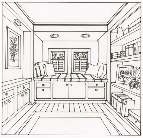 One Point Perspective Bedroom Drawing at GetDrawings | Free download