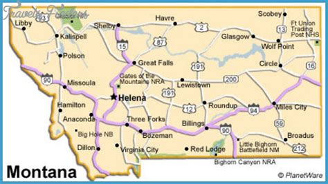 Montana Map Tourist Attractions - TravelsFinders.Com