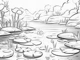 Pond Inspired Coloring For Adults  Page sketch template