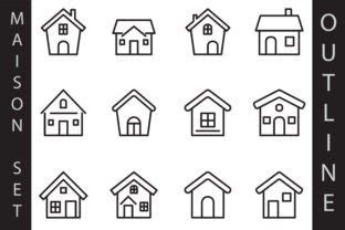 House Silhouette & Outline Set Graphic by davector · Creative Fabrica