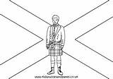 Scottish Flag With Man In Kilt Colouring  Kids Puzzles And Games sketch template