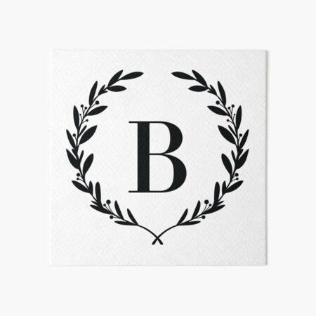 "Letter B, Laurel wreath monogram B, Initial B, Laurel frame with ...