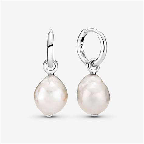 Freshwater Cultured Baroque Pearl Hoop Earrings | Sterling silver | Pandora US