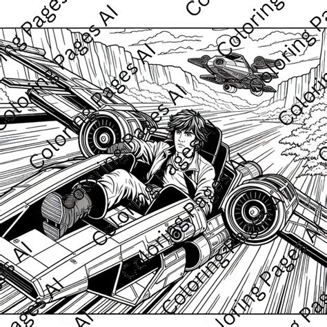 Anakin Skywalker On A Star Wars Podrace Coloring Page - Coloring Pages AI