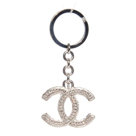 CHANEL Crystal CC Key Chain Silver 94153