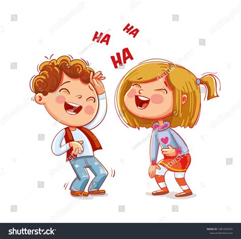 Children Laugh Fun Funny Cartoon Character Stock Vector (Royalty Free ...