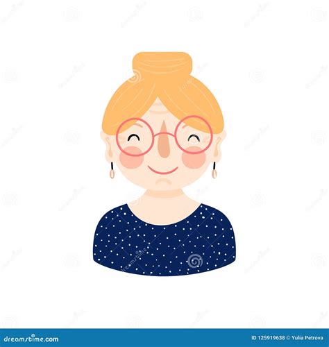 Illustration with Smiling Old Woman Face Stock Vector - Illustration of grandmother, lifestyle ...