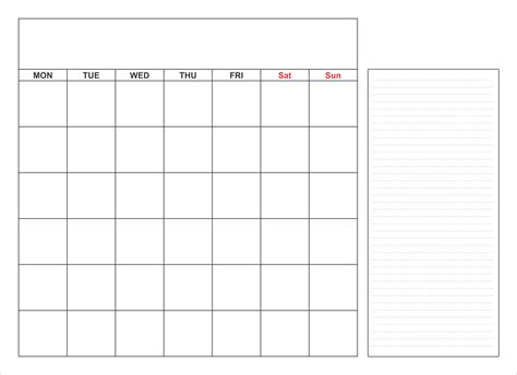 Printable Blank Monthly Calendar Template | Images and Photos finder