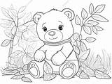 Friendly Cinnamon Bear Coloring Sheet  Page sketch template