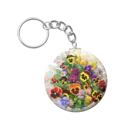 PANSY BEAUTY KEYCHAIN | Zazzle | Keychain, Custom keychain, Pansies