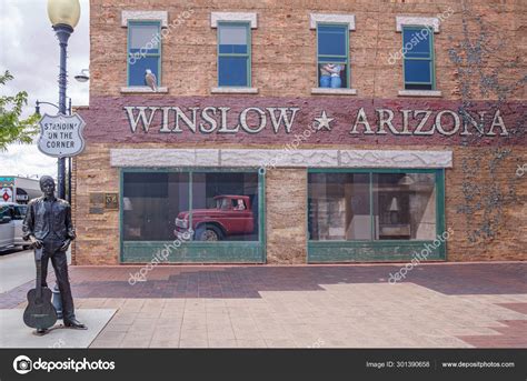 Standing on the corner statue, Winslow Arizona, USA. – Stock Editorial Photo © gioiak2 #301390658