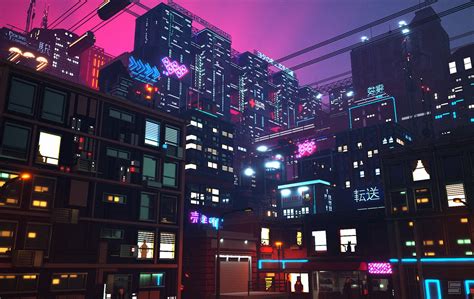 #digital digital art #artwork concept art #city #cityscape #neon #lights neon lights #urban # ...